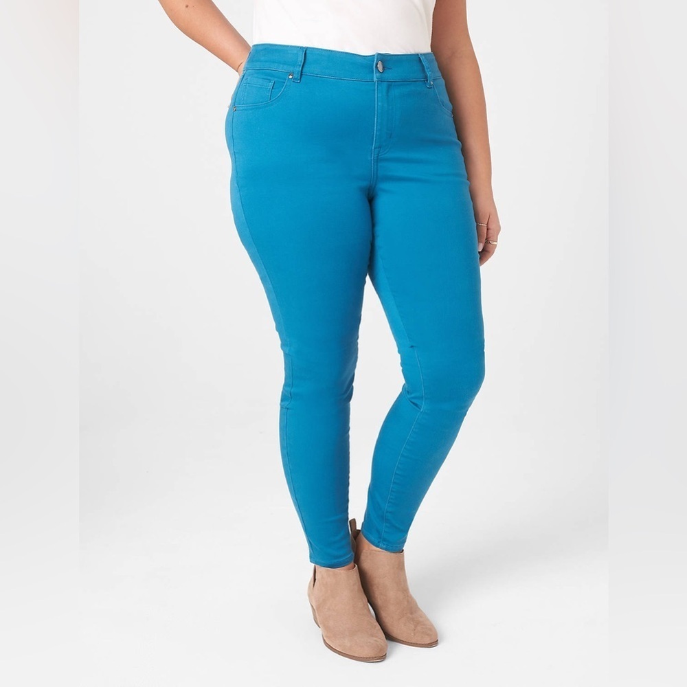 Lane Bryant Plus Size Curvy Fit 5-Pocket Sateen Skinny Pant, Blue/Teal 20, NWT